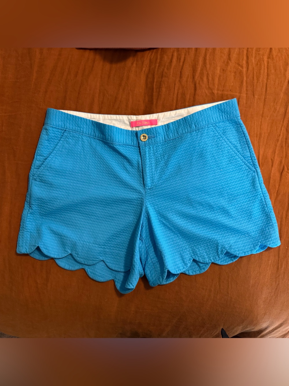 Lilly Pulitzer Turquoise Scalloped Hem Women’s Shorts